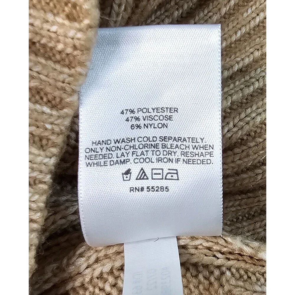 Express Ribbed Knit Turtleneck Sweater Tan Size Large